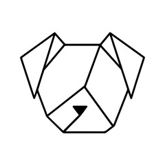 Line icon origami dog head vector on a white background Vector icon on a white background