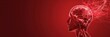 © iri.madrid.art - World stroke day conceptual design with brain and red abstract background. Horizontal banner. Copy space. World Brain Day. Mental Health Day