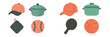 © icon_art - Collection of various everyday objects including kitchenware, sports equipment, and apparel in a flat design style