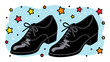 © Svetlana - Black dress shoes with stars on colorful background