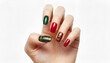 © Mikhael - Stylish Christmas nail art design with red and green colors