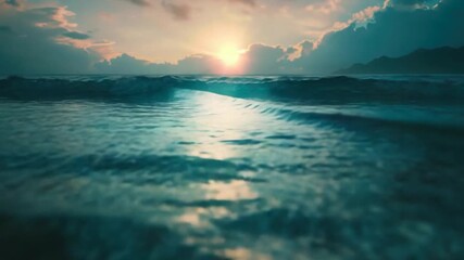 Wall Mural - Beautiful sunset scene with warm colors and calm ocean waters