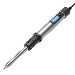 Soldering iron with digital display isolated on transparent background