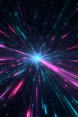 Wall Mural - Neon Space Warp Speed Effect with Starburst