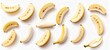 © Maira - High resolution photorealistic images of banana slices, isolated on a white background, from a top view angle, in the style of stock photography