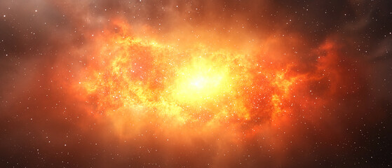 Wall Mural - A vibrant cosmic scene featuring a glowing nebula surrounded by stars, showcasing the beauty and mystery of the universe.