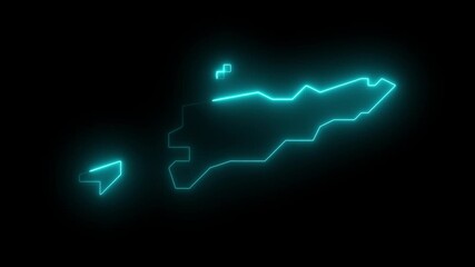 Wall Mural - Abstract glowing cyan lines forming a digital map outline on black background futuristic technology concept