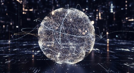 Futuristic abstract digital globe network connection technology data global communication sci-fi concept art background isolated on white background