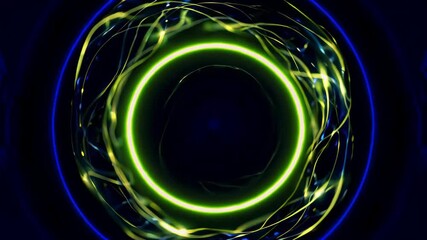 Wall Mural - Glare ring dynamic background material Green energy flows around