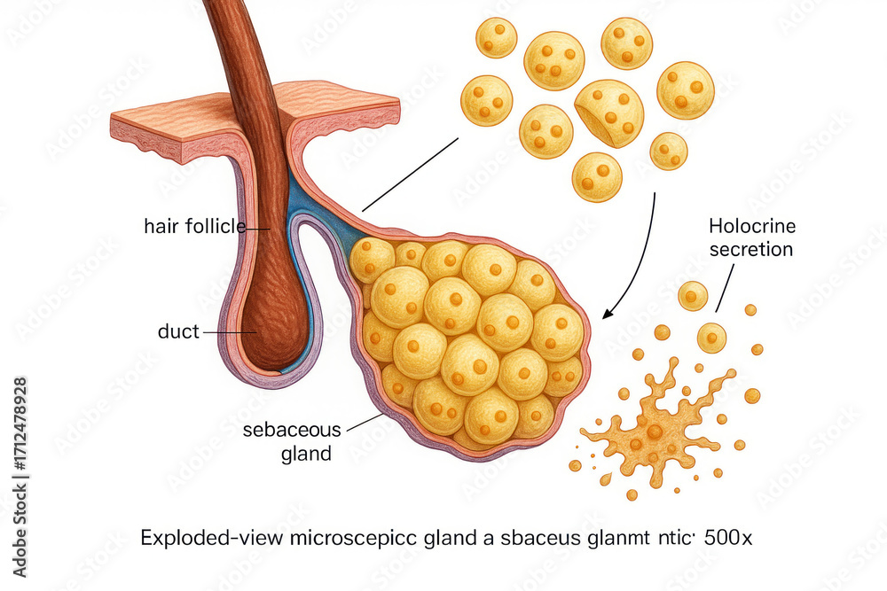 Sebaceous Meaning Sebaceous Gland Diagram - Exploded View Illustrating Structure and ...