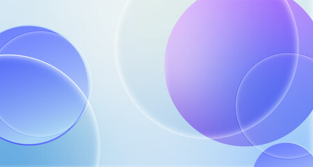Wall Mural - gradient purple and blue abstract background with glass circles design vector.