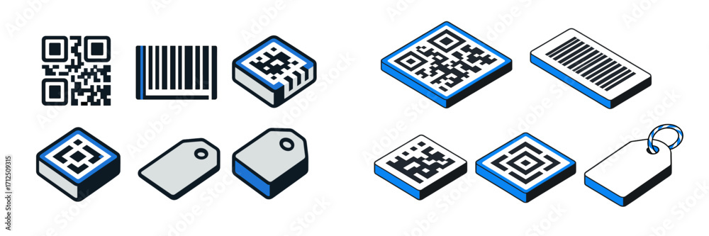 Different types of codes including QR codes and barcodes for various ...