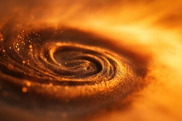Wall Mural - Golden dust swirling elegantly in a mesmerizing vortex, sparkling with light and creating a warm, inviting scene.