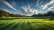 © nayla - Golf Course Landscape with Motion Blur Effect Under a Blue Sky.