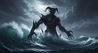 © Salman - Dark Fantasy Demon Emerging from Stormy Sea.