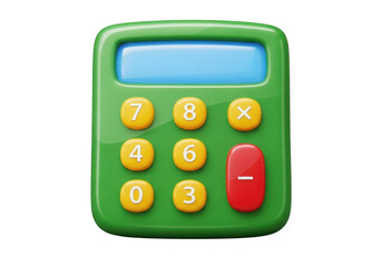 Green calculator icon isolated on transparent background