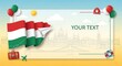 © Kholil - Hungary Travel Poster with Flag and Cityscape.