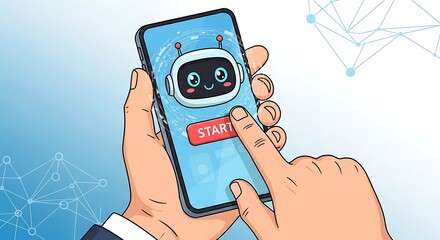 Person using mobile app with robot interface.