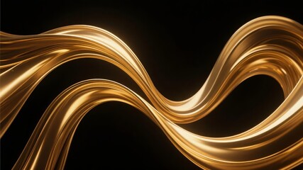 Golden flowing wave-like structure on a dark background