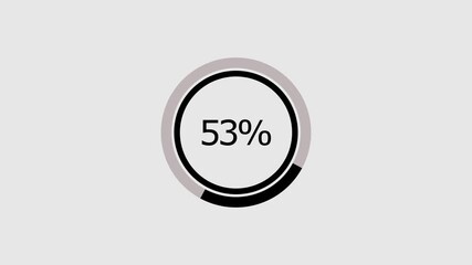 circular progress indicator shows 100% completion against a gray background, displaying the percentage in the center and the progress as a dark arc around the circle, isolated on white background.