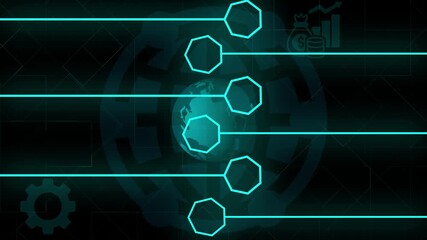 Business, technology, internet and networking concept. global business technology privacy concept. Young businessman select the icon security on the virtual display.