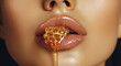 © orca_creative_assets - Sensual Lips with Golden Honeycomb and Dripping Sweetness