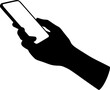 © abdelrahman - Hand holding mobile phone device silhouette vector illustration