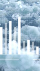 Wall Mural - animation of statistics and data processing over clouds