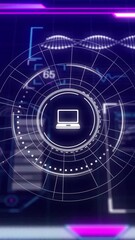 Wall Mural - Displaying technology icons and data analytics, futuristic digital interface in use