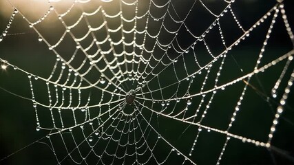 A spider web with water droplets creating a unique visual effect