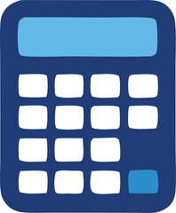 Modern blue calculator icon design featuring digital display and number pad for apps and websites