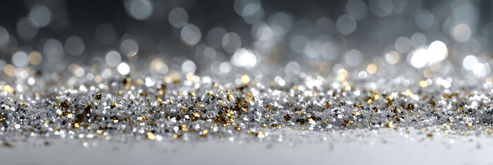 Wall Mural - White glitter with shiny sparkles background. Defocused abstract Wedding/Valentine's day/New Year seasonal decoration. Sparkling lights on background. AI image, digital design.