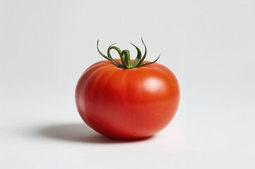 Wall Mural - Single red tomato on a plain white backdrop