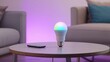 © NFTNexus - Remote-controlled RGB light bulb for modern interiors. Calming illumination for relaxation and light therapy.