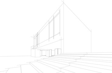 Wall Mural - architectural drawing 3d vector illustration
