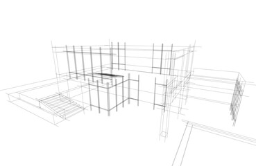 Wall Mural - architectural drawing 3d vector illustration