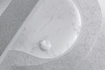 Wall Mural - white hexagonal stone tiles create a sleek architectural backdrop. concept for a contemporary proper