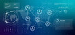 © bakhtiarzein - Futuristic digital dashboard featuring connected network of people icons over a world map represents social media networks global communication human connection in modern digital world