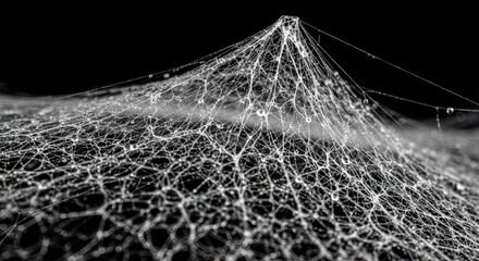 Intricate Dew Drops Adorning a Spider Web Structure