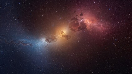 Wall Mural - Wallpaper showcasing a vibrant cosmic landscape with endless space created through AI generation