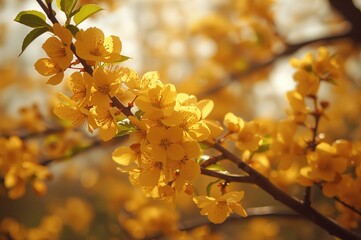 Wall Mural - Tree Blooming with Yellow Flowers