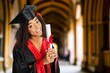 © BillionPhotos.com - young woman shows diploma at university building