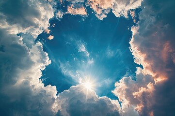 Wall Mural - Bright and colorful view of clouds from below