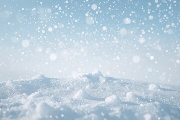 Wall Mural - Bright snowy winter scene with snowdrifts and falling flakes