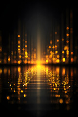 Wall Mural - Blurred golden bokeh on black background