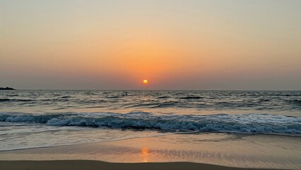 Wall Mural - evening glow over a coastal shoreline