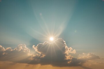 Wall Mural - bright sunlight piercing through the clouds