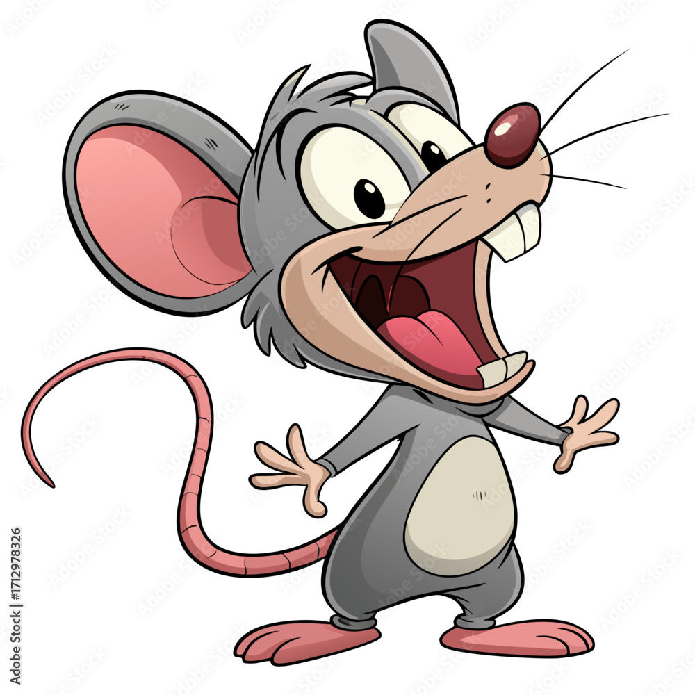 Funny Mouse Cartoon Illustration– Big Mouth Expression, Full Body ...