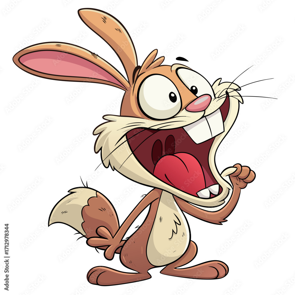 Funny Rabbit Cartoon Illustration– Big Mouth Expression, Full Body ...