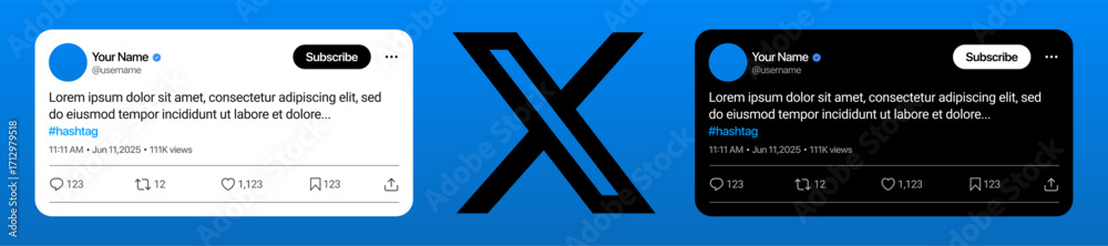 Tweet. Posts Layout Stock-Vektorgrafik „Twitter X Post UI Template with Tweet Layout ...